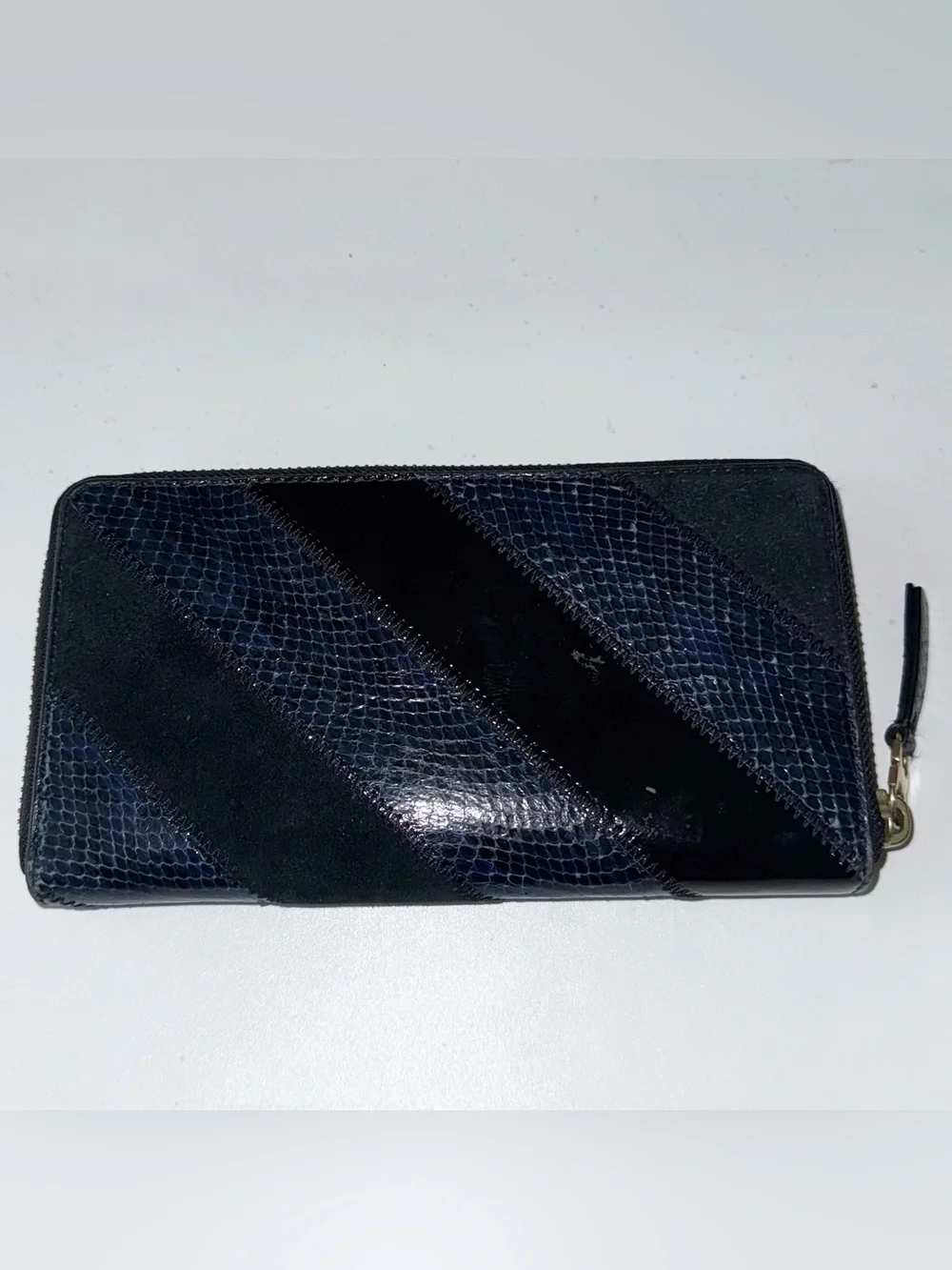 Tory Burch Gemini Link Blue Black Snakeskin Wallet